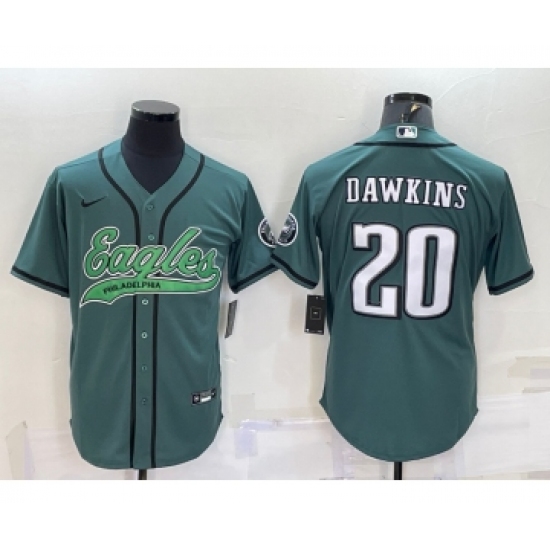 Men's Philadelphia Eagles #20 Brian Dawkins Green Cool Base Stitched Baseball Jersey - Ujersey