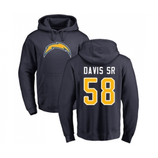 Football Los Angeles Chargers #58 Thomas Davis Sr Navy Blue Name & Number Logo Pullover Hoodie - Ujersey