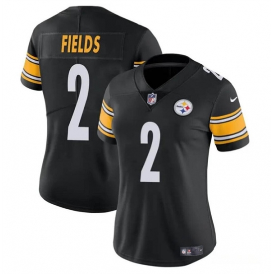 Women's Pittsburgh Steelers #2 Justin Fields Black Vapor Football Stitched Jersey(Run Small) - Ujersey