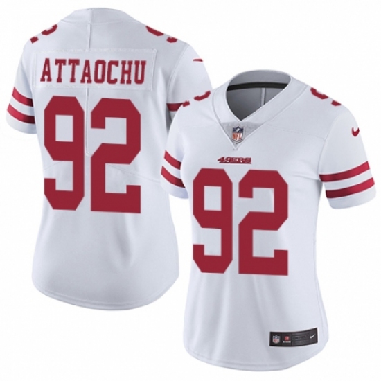Women's Nike San Francisco 49ers #92 Jeremiah Attaochu White Vapor Untouchable Elite Player NFL Jersey - Ujersey