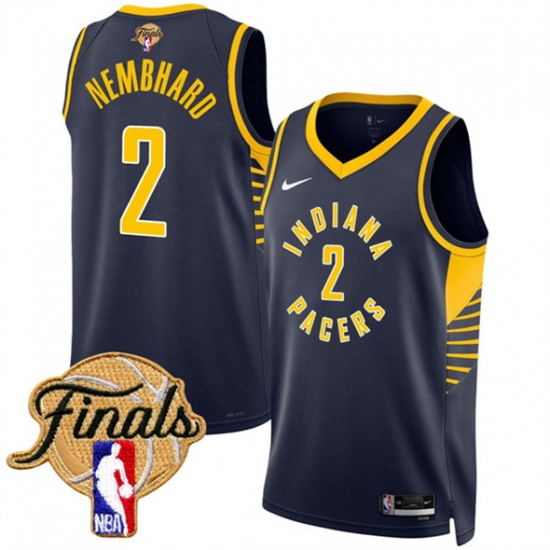 Men's Indiana Pacers #2 Andrew Nembhard Navy 2025 Finals Icon Edition Stitched Basketball Jersey - Ujersey