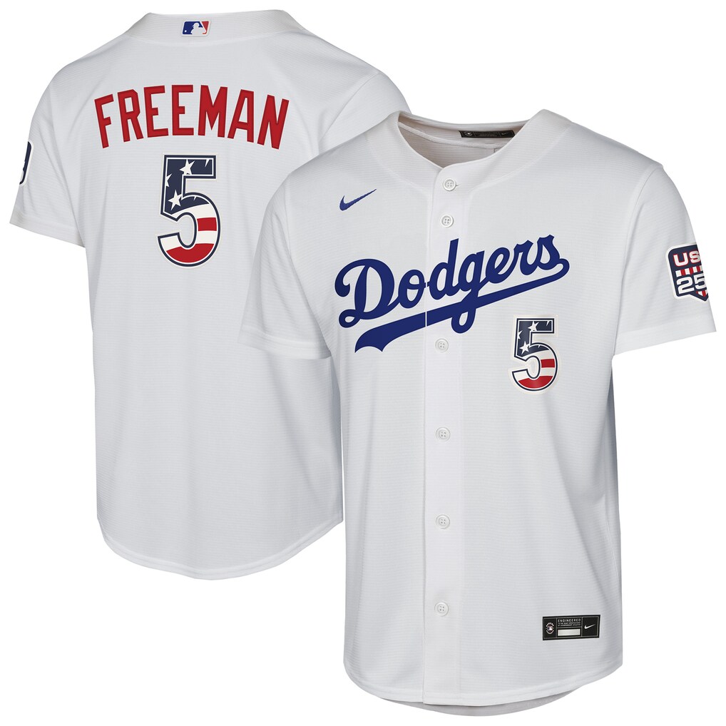Youth Los Angeles Dodgers Freddie Freeman Nike White USA 250 Fourth of July Home Replica Jersey - Ujersey