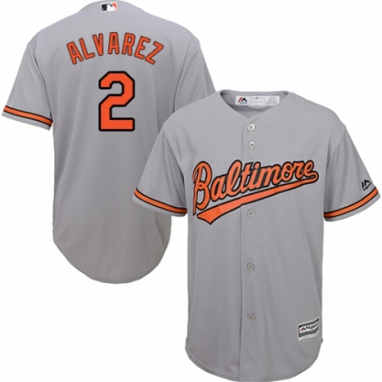 Men's Majestic Baltimore Orioles #2 Pedro Alvarez Replica Grey Road Cool Base MLB Jersey - Ujersey