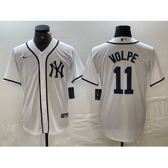Men's New York Yankees #11 Anthony Volpe White Fashion Cool Base Jersey - Ujersey