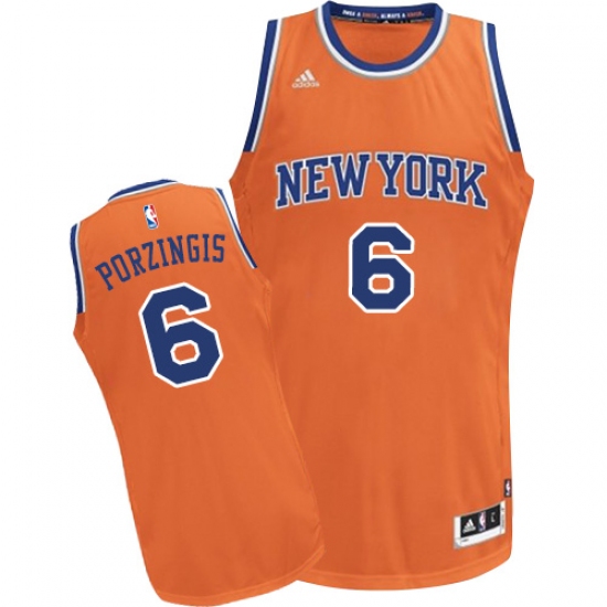 Youth Adidas New York Knicks #6 Kristaps Porzingis Swingman Orange Alternate NBA Jersey - Ujersey