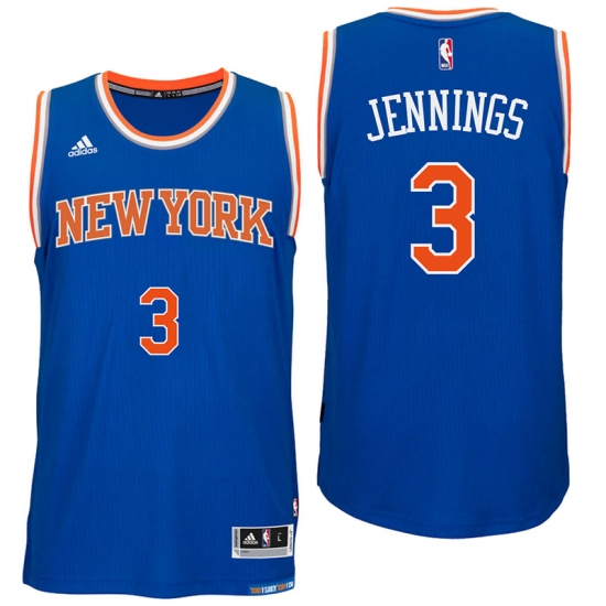 New York Knicks #3 Brandon Jennings 2016 Road Blue New Swingman Jersey - Ujersey