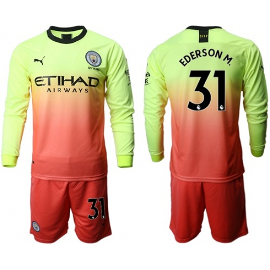 Manchester City #31 Ederson M. Third Long Sleeves Soccer Club Jersey