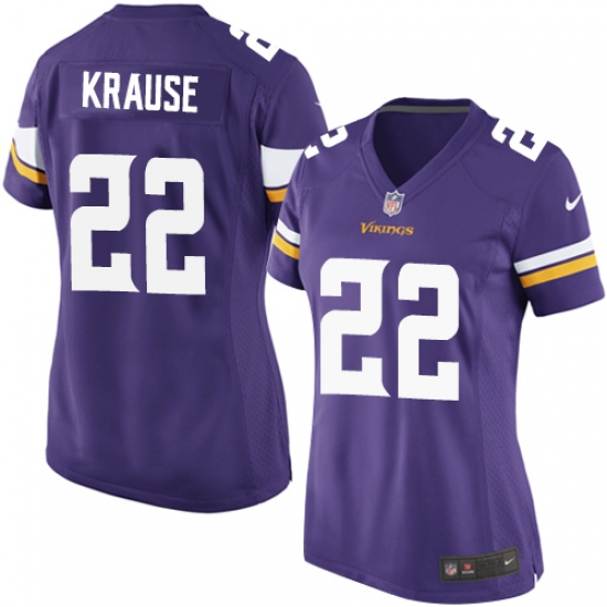 Women's Nike Minnesota Vikings #22 Paul Krause Game Purple Team Color NFL Jersey - Ujersey