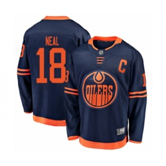 Men's Edmonton Oilers #18 James Neal Authentic Navy Blue Alternate Fanatics Branded Breakaway Hockey Jersey - Ujersey