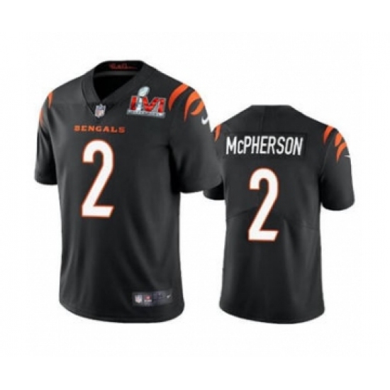 Men's Cincinnati Bengals #2 Evan McPherson 2022 Black Super Bowl LVI Vapor Limited Stitched Jersey - Ujersey