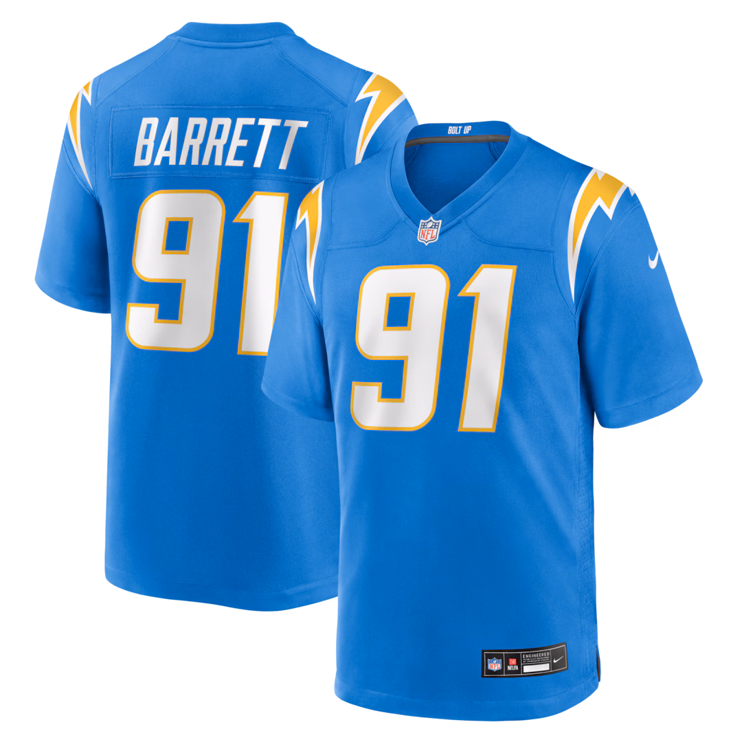 Men's Los Angeles Chargers Nick Barrett Nike Powder Blue Team Game Jersey - Ujersey