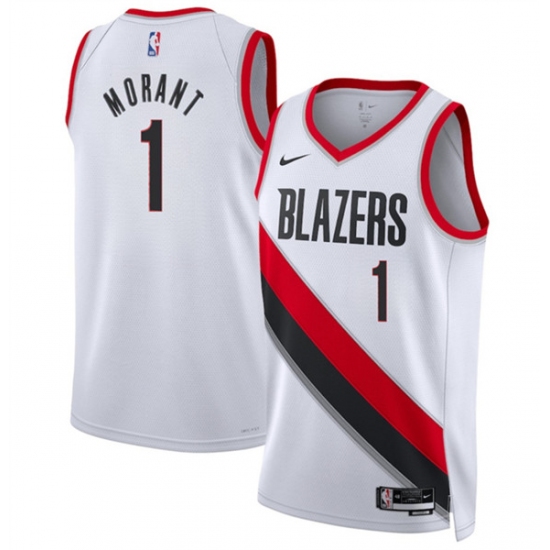 Men's Portland Trail Blazers #1 Ja Morant White 2026 Association Edition Stitched Basketball Jersey - Ujersey