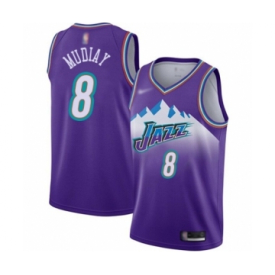 Men's Utah Jazz #8 Emmanuel Mudiay Authentic Purple Hardwood Classics Basketball Jersey - Ujersey