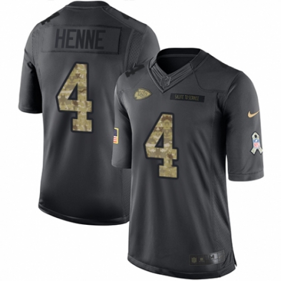 Men's Nike Kansas City Chiefs #4 Chad Henne Limited Black 2016 Salute to Service NFL Jersey - Ujersey
