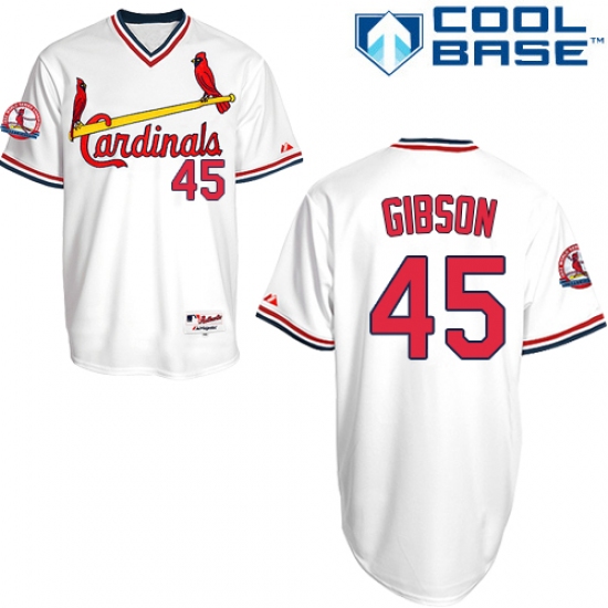 Men's Majestic St. Louis Cardinals #45 Bob Gibson Replica White 1982 Turn Back The Clock MLB Jersey