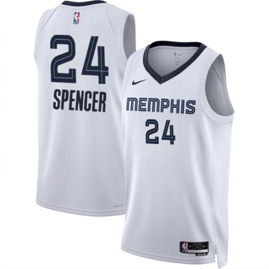 Men's Memphis Grizzlies #24 Cam Spencer White 2024 Draft Association Edition Stitched Jersey - Ujersey
