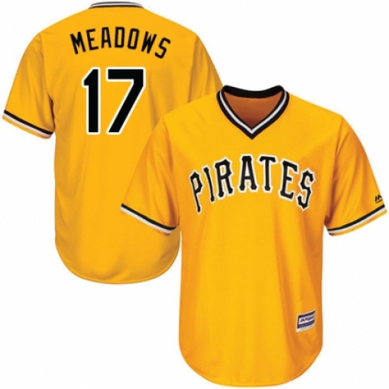 Youth Majestic Pittsburgh Pirates #17 Austin Meadows Authentic Gold Alternate Cool Base MLB Jersey - Ujersey