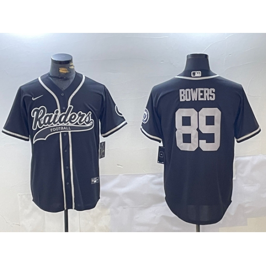 Men's Las Vegas Raiders #89 Brock Bowers Black Cool Base Baseball Stitched Jersey - Ujersey