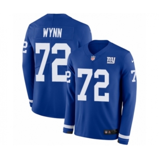 Men's Nike New York Giants #72 Kerry Wynn Limited Royal Blue Therma Long Sleeve NFL Jersey - Ujersey