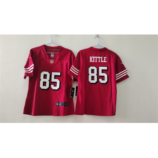 Women's San Francisco 49ers #85 George Kittle Red Vapor Alternate Football Stitched Jersey(Run Small) - Ujersey
