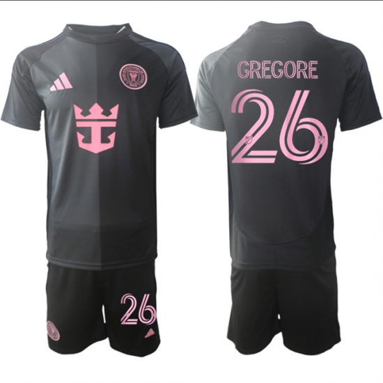 Men's Inter Miami CF #26 Gregore 2025 Black Away Soccer Jersey Suit - Ujersey