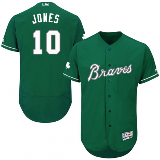 Men's Majestic Atlanta Braves #10 Chipper Jones Green Celtic Flexbase Authentic Collection MLB Jersey - Ujersey