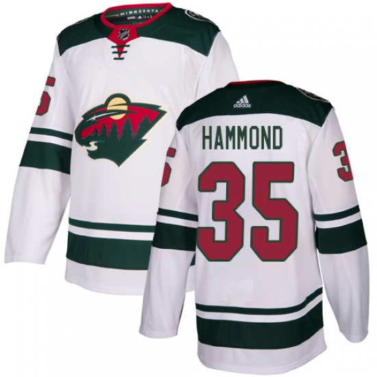 Men's Adidas Minnesota Wild #35 Andrew Hammond Authentic White Away NHL Jersey - Ujersey