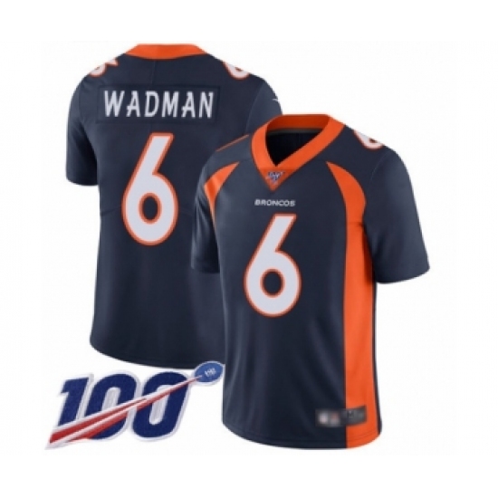 Men's Denver Broncos #6 Colby Wadman Navy Blue Alternate Vapor Untouchable Limited Player 100th Season Football Jersey - Ujersey