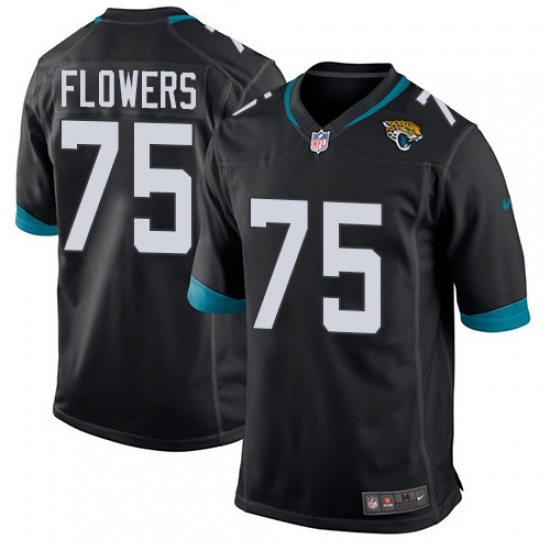 Men's Nike Jacksonville Jaguars #75 Ereck Flowers Game Black Team Color NFL Jersey - Ujersey
