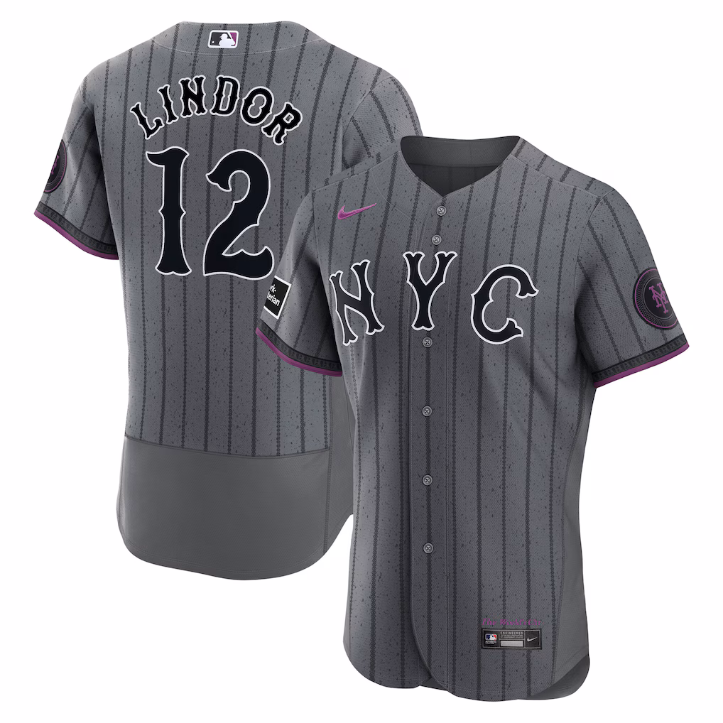 Men's New York Mets Francisco Lindor Nike Gray City Connect Authentic Sponsor Patch Jersey - Ujersey