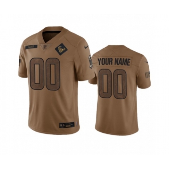 Men's Nike Houston Texans Active Player Custom 2023 Brown Salute To Service Limited Football Stitched Jersey