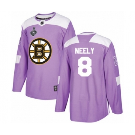 Men's Boston Bruins #8 Cam Neely Authentic Purple Fights Cancer Practice 2019 Stanley Cup Final Bound Hockey Jersey - Ujersey