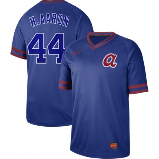 Men's Nike Atlanta Braves #44 Hank Aaron Royal Authentic Cooperstown Collection Stitched Baseball Jersey - Ujersey
