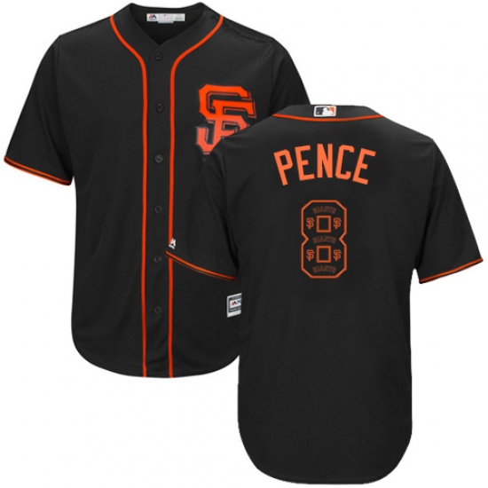 Men's Majestic San Francisco Giants #8 Hunter Pence Authentic Black Team Logo Fashion Cool Base MLB Jersey - Ujersey