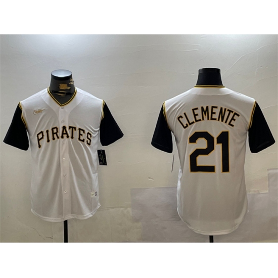 Men's Pittsburgh Pirates #21 Roberto Clemente White Cool Base Stitched Jersey - Ujersey
