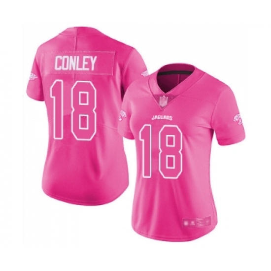Women's Jacksonville Jaguars #18 Chris Conley Limited Pink Rush Fashion Football Jersey - Ujersey