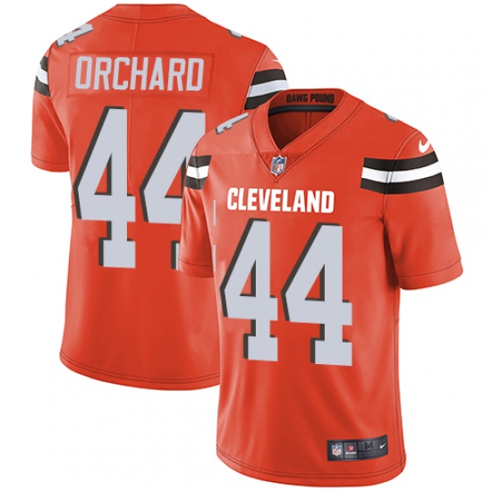 Men's Nike Cleveland Browns #44 Nate Orchard Orange Alternate Vapor Untouchable Limited Player NFL Jersey - Ujersey