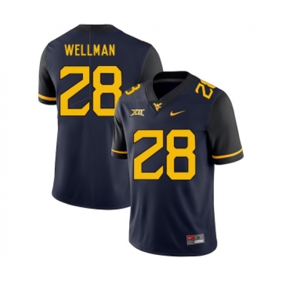 West Virginia Mountaineers 28 Elijah Wellman Navy College Football Jersey - Ujersey
