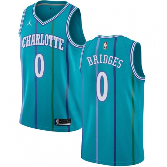 Men's Nike Jordan Charlotte Hornets #0 Miles Bridges Swingman Aqua Hardwood Classics NBA Jersey - Ujersey