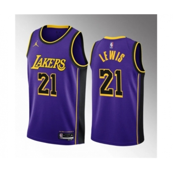 Men's Los Angeles Lakers #21 Maxwell Lewis Purple 2023 Draft Statement Edition Stitched Basketball Jersey - Ujersey