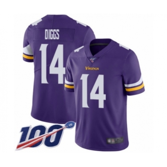 Men's Minnesota Vikings #14 Stefon Diggs Purple Team Color Vapor Untouchable Limited Player 100th Season Football Jersey - Ujersey