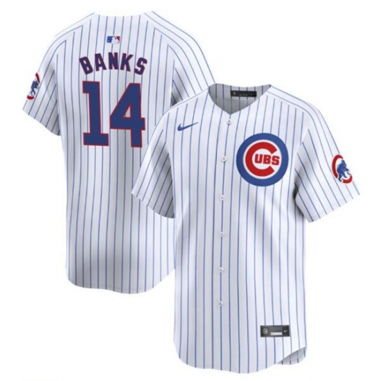 Men's Chicago Cubs #14 Ernie Banks White Cool Base Stitched Baseball Jersey - Ujersey