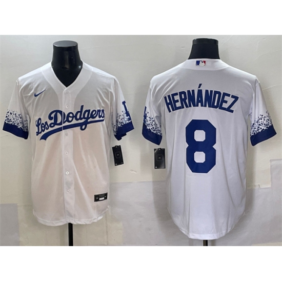 Men's Los Angeles Dodgers #8 Enrique Hernández White City Connect Cool Base Stitched Jersey - Ujersey