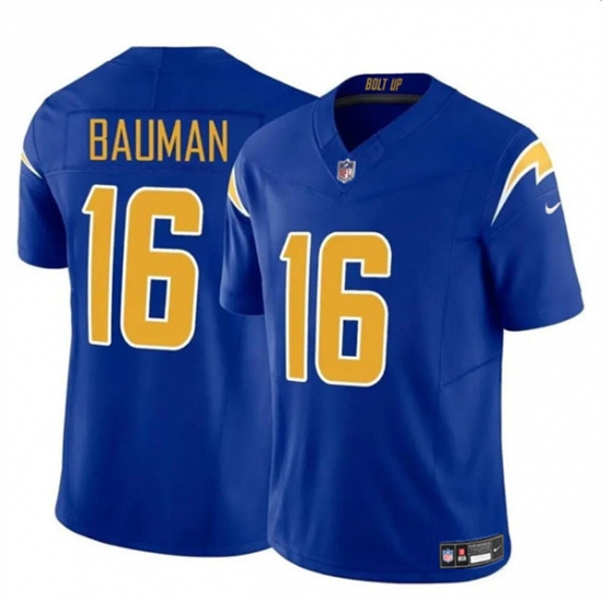 Men's Los Angeles Chargers #16 Casey Bauman Royal 2024 F.U.S.E. Vapor Limited Football Stitched Jersey - Ujersey