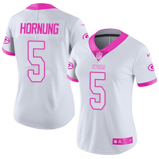 Women's Nike Green Bay Packers #5 Paul Hornung Limited White/Pink Rush Fashion NFL Jersey - Ujersey