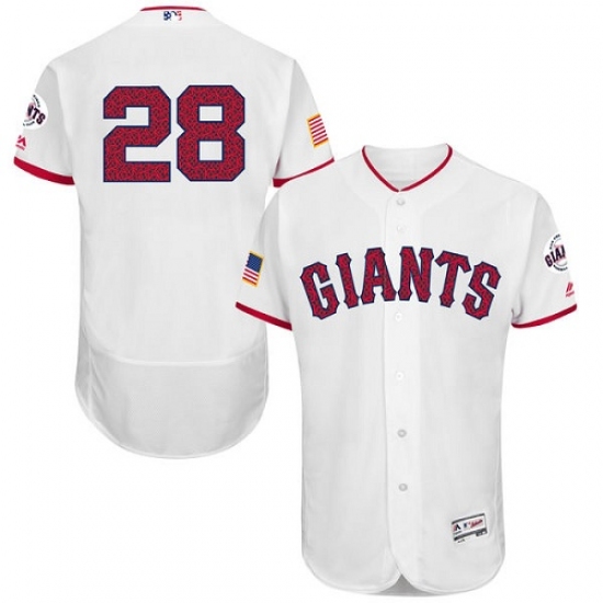 Men's Majestic San Francisco Giants #28 Buster Posey White Fashion Stars & Stripes Flex Base MLB Jersey - Ujersey