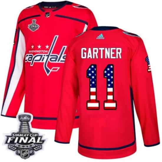 Youth Adidas Washington Capitals #11 Mike Gartner Authentic Red USA Flag Fashion 2018 Stanley Cup Final NHL Jersey - Ujersey