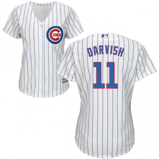 Women's Majestic Chicago Cubs #11 Yu Darvish Replica White Home Cool Base MLB Jersey - Ujersey