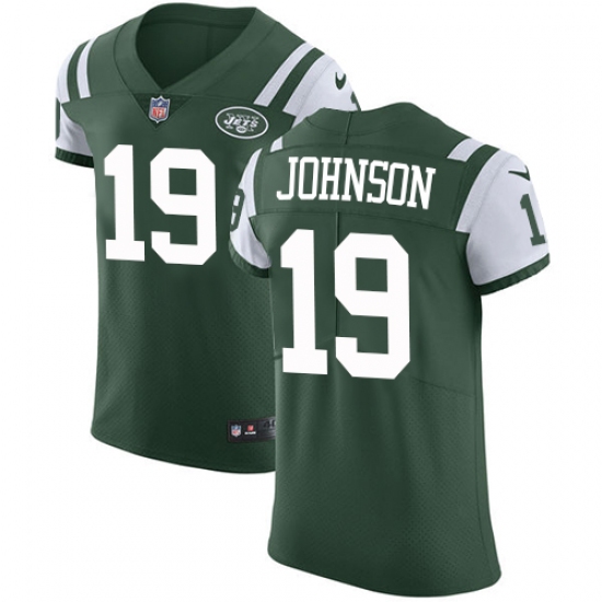 Men's Nike New York Jets #19 Keyshawn Johnson Elite Green Team Color NFL Jersey - Ujersey