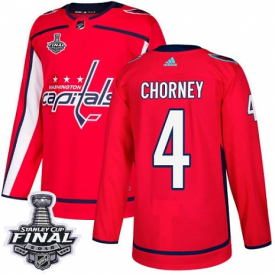 Youth Adidas Washington Capitals #4 Taylor Chorney Authentic Red Home 2018 Stanley Cup Final NHL Jersey - Ujersey